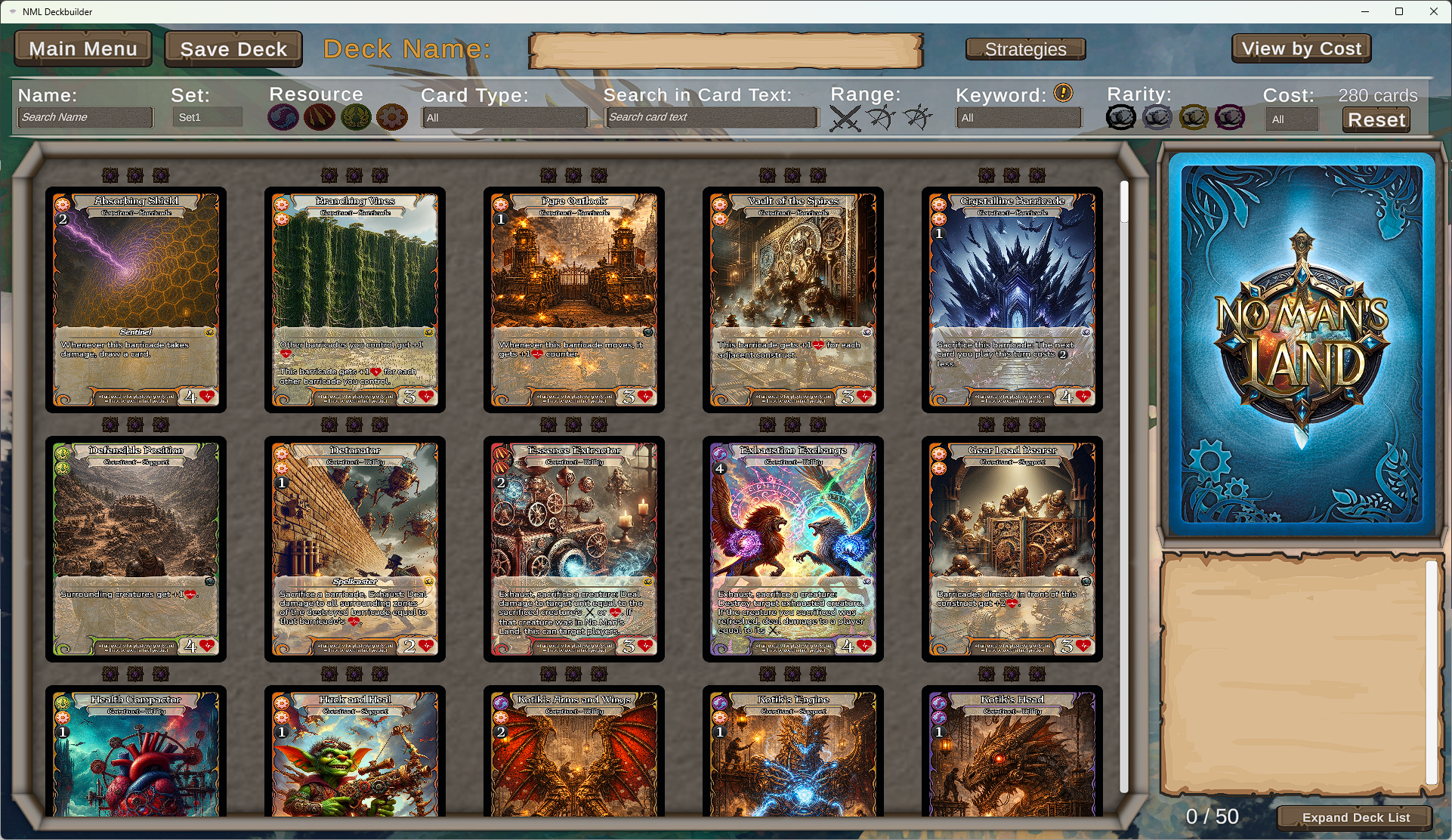 NML Deckbuilder – full card gallery