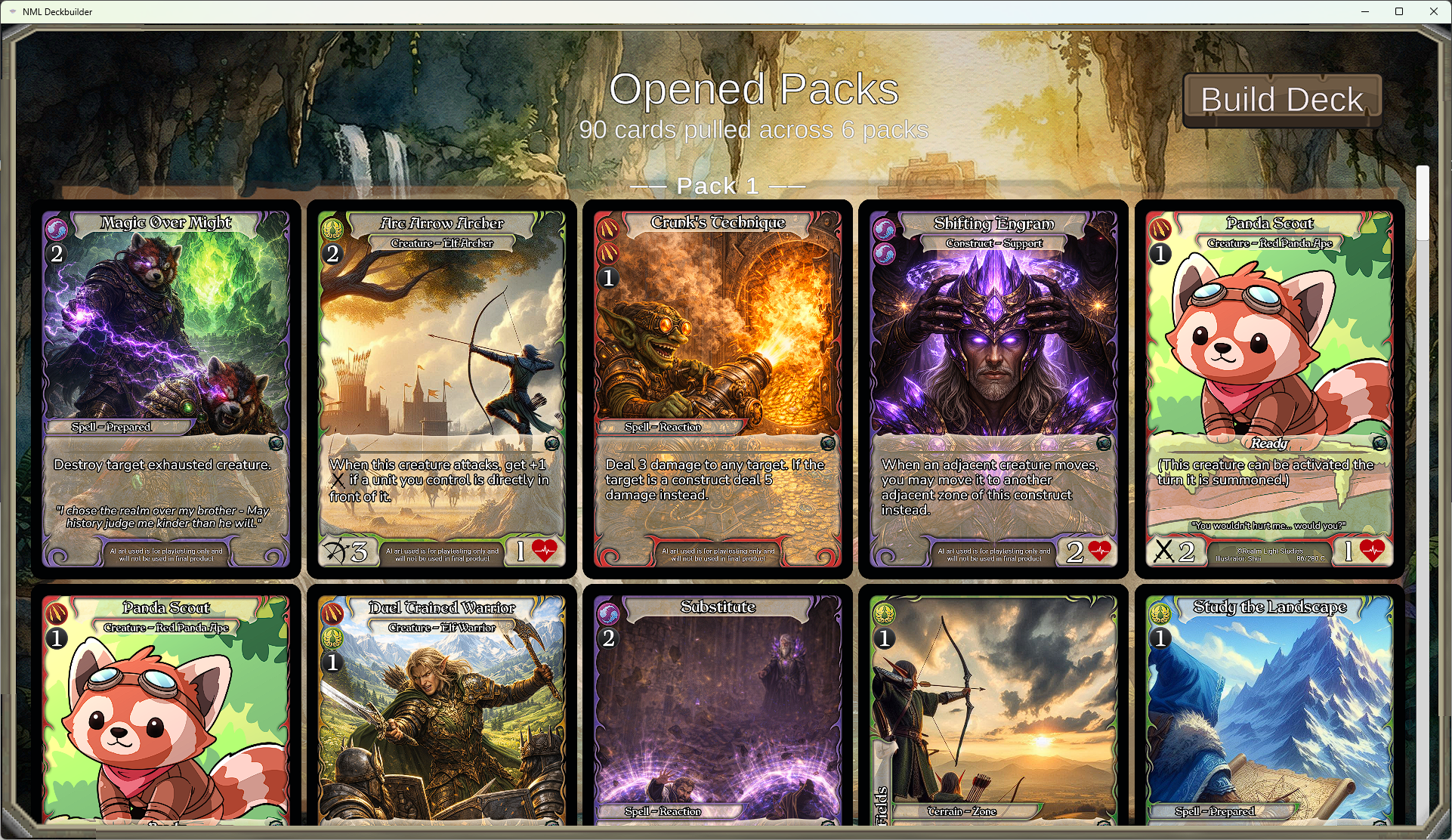 NML Deckbuilder – limited format pack opening